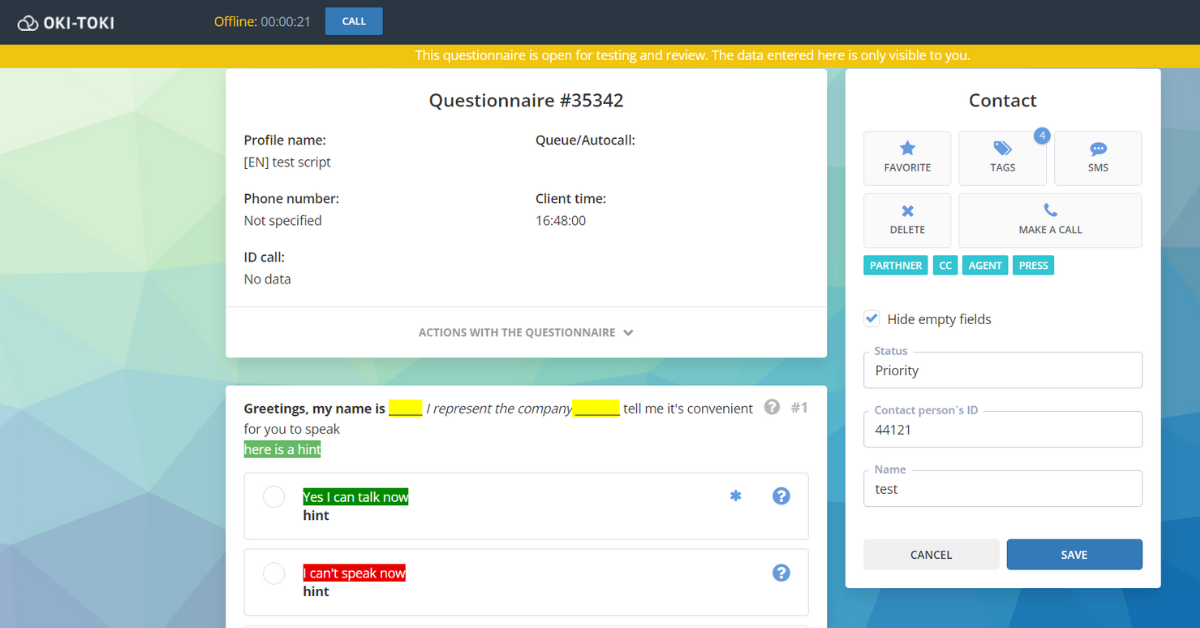 OKI-TOKI'de CRM Anketi