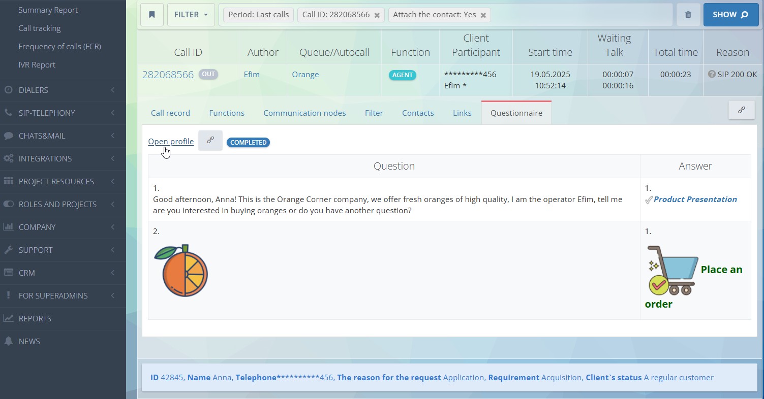 Doldurulmuş CRM Formu