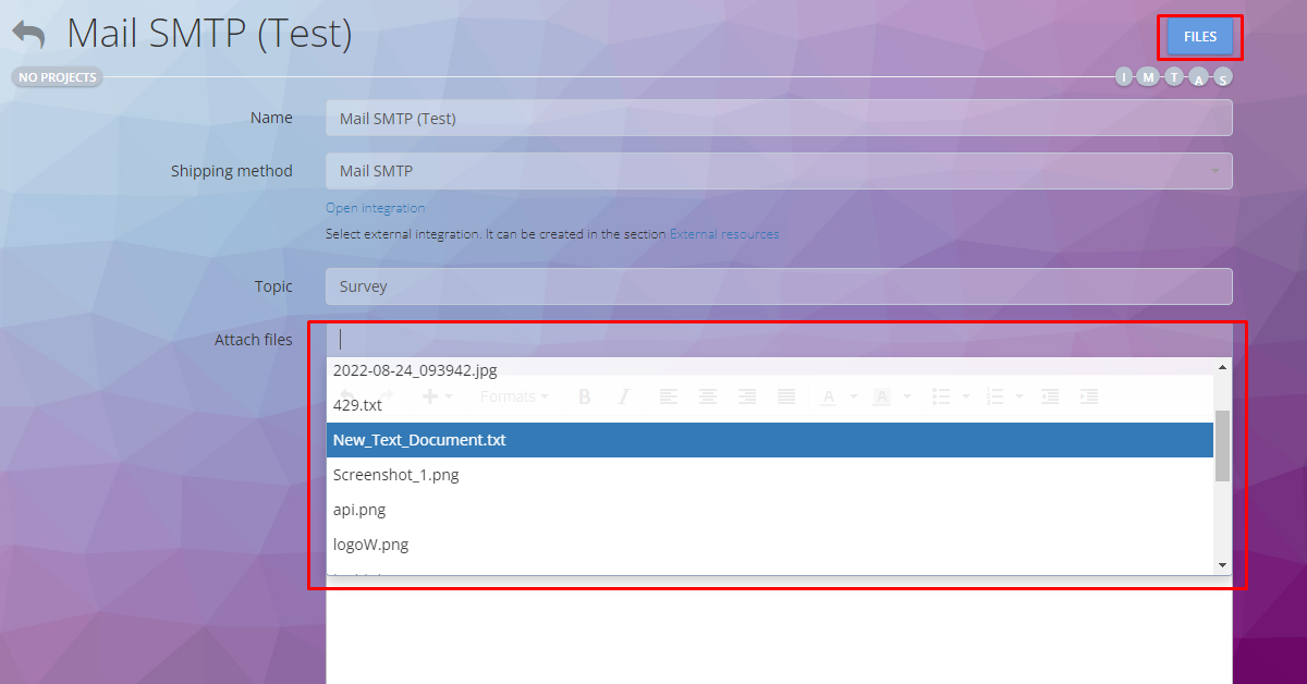 Oki-toki’de bildirim şablonunda dosya seçimi
