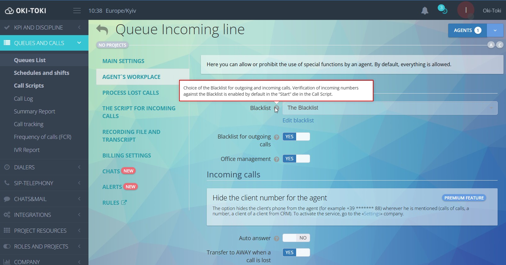 Giren ve çıkan çağrılar için kara liste
