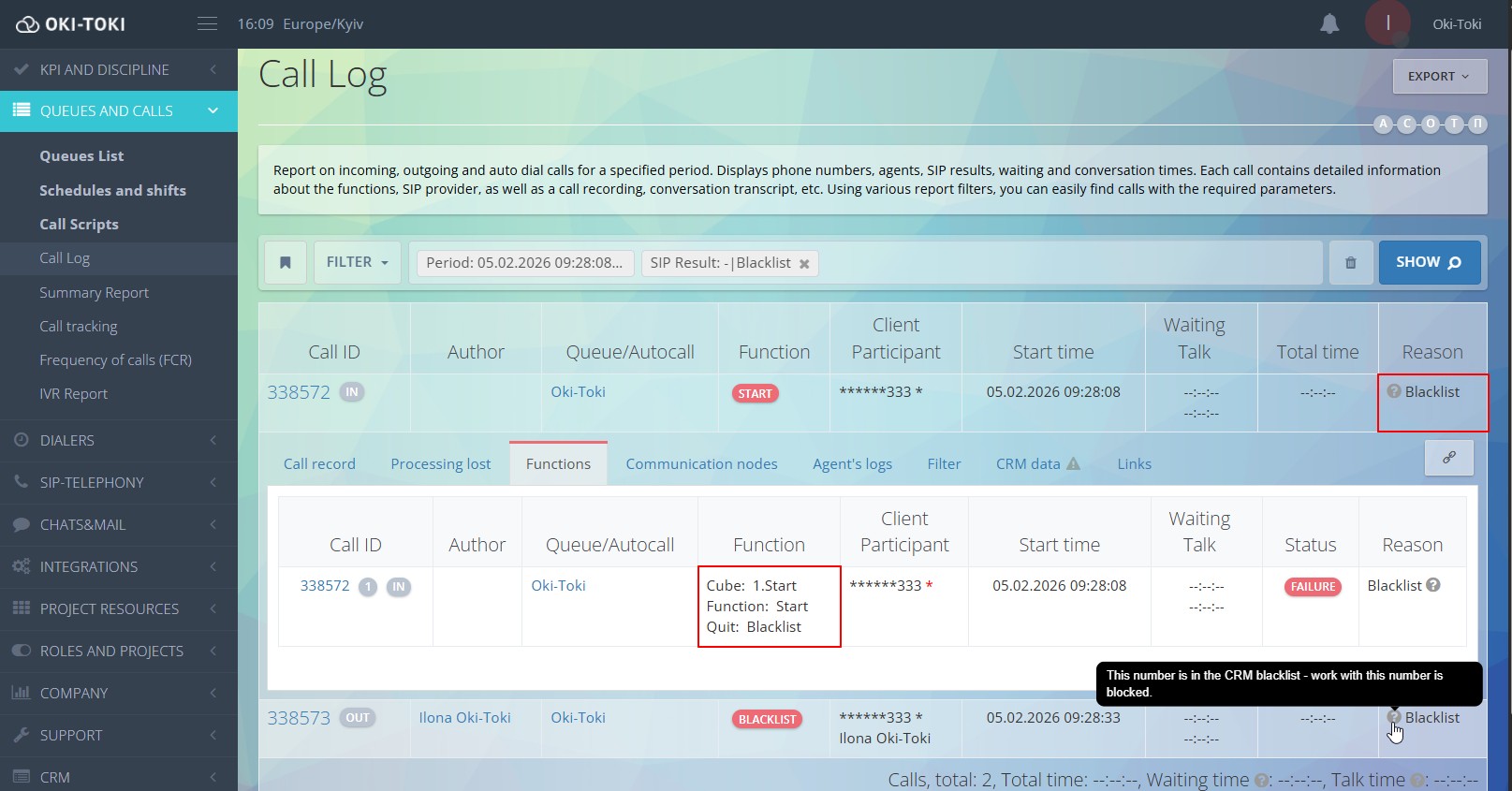 Çağrı Kaydı raporu