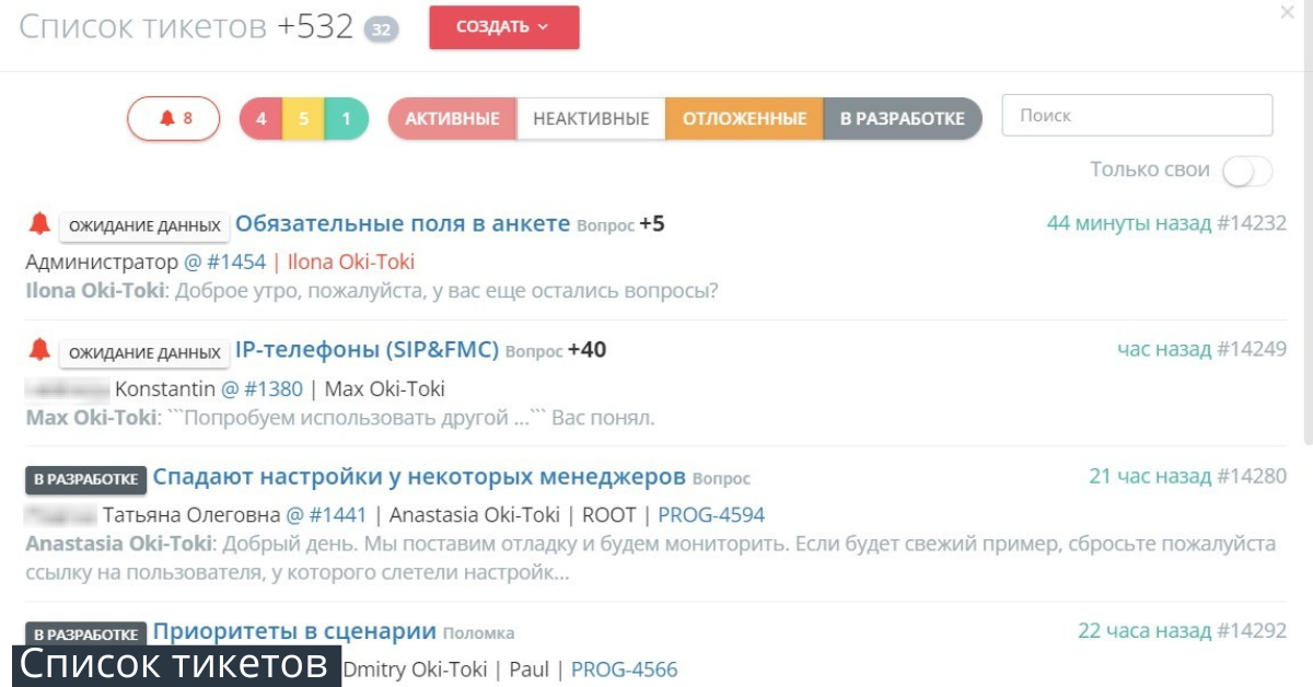Тикет-система: как Оки-Токи обрабатывает тикет клиента