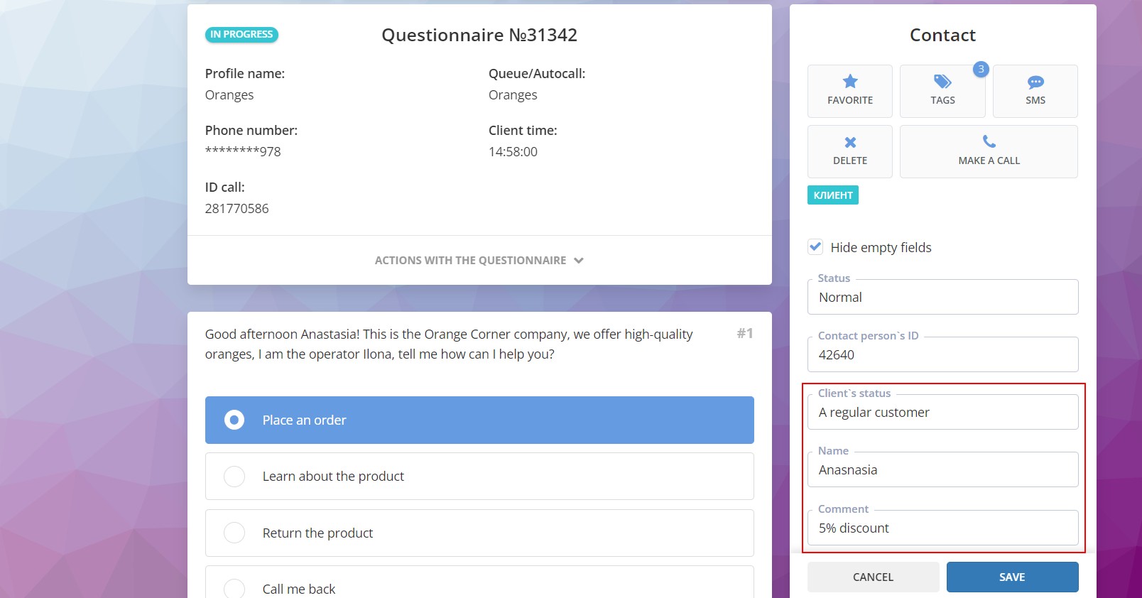 CRM’de kişi alanları