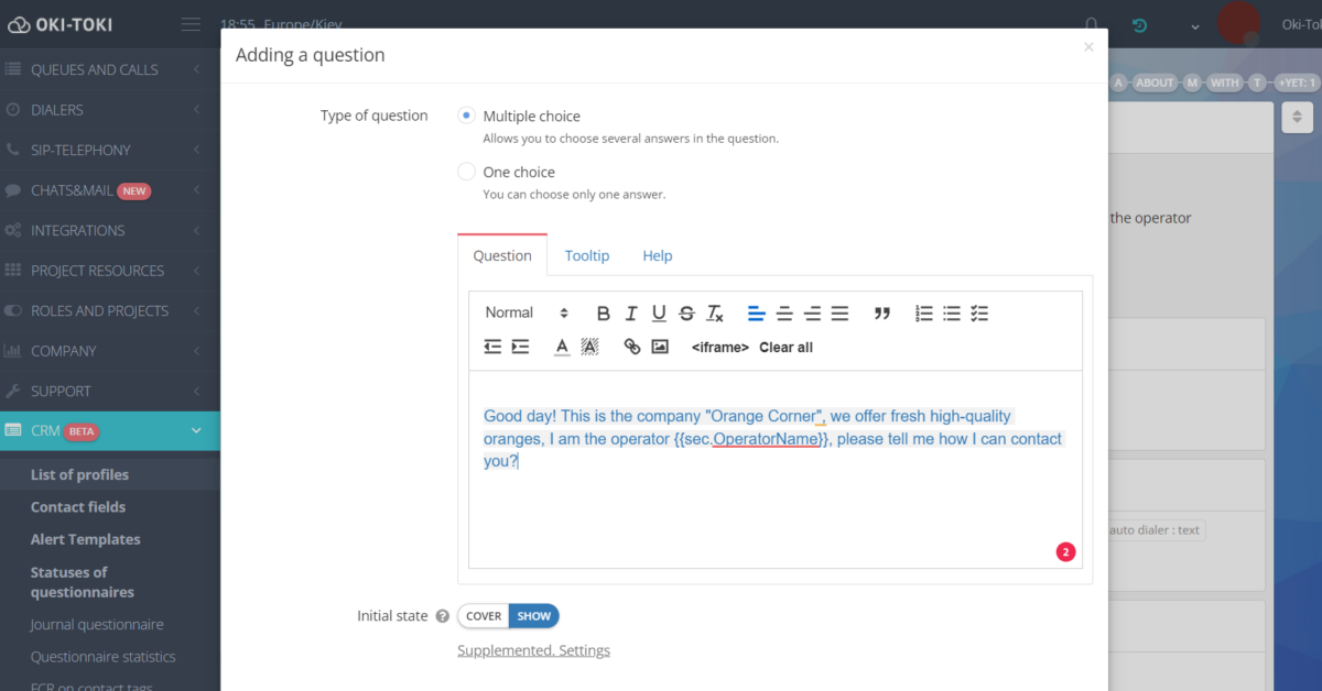 CRM'de Script Ayarı