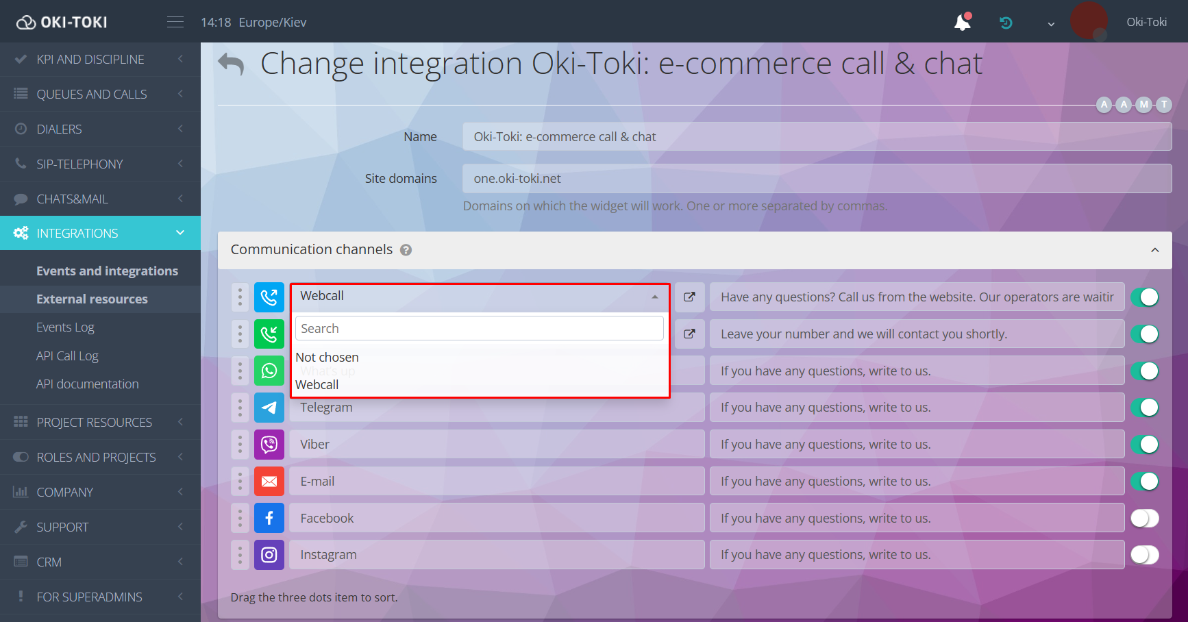 Entegrasyonların eklenmesi