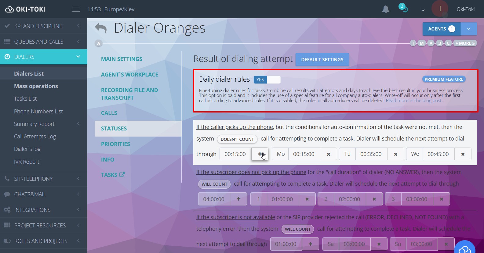Günlük kuralların ayarlanması