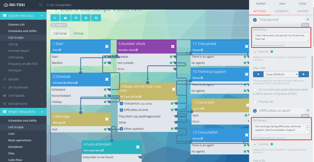 Konuşma tanımalı çağrı senaryosu