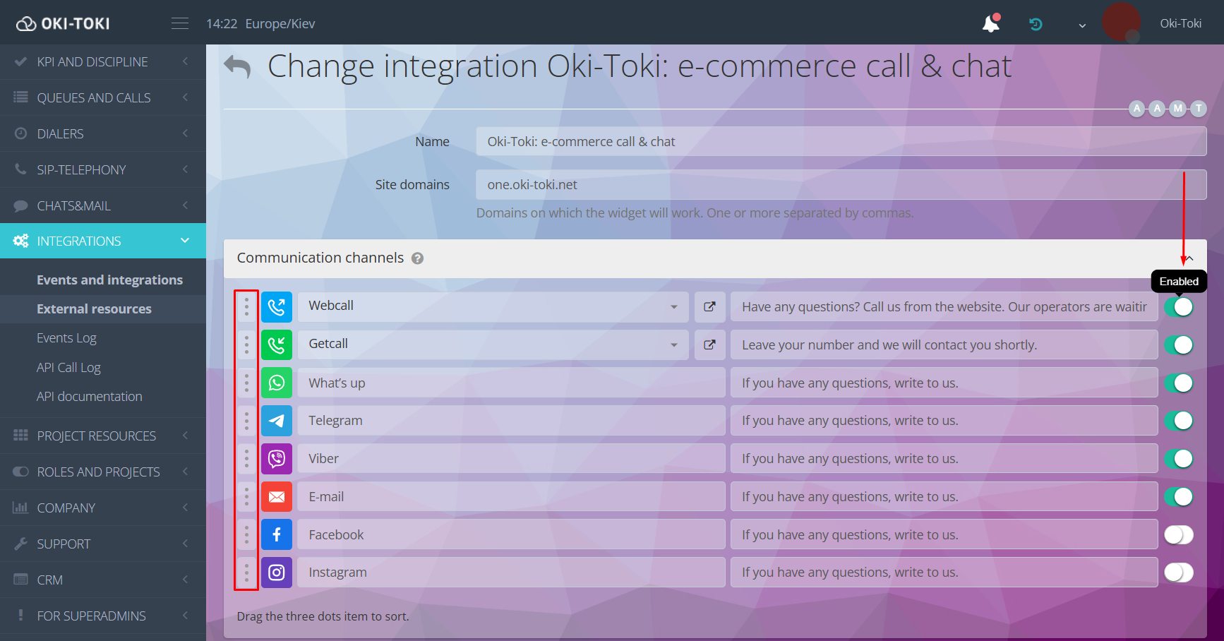 Kanalların sırasını değiştirme ve devre dışı bırakma