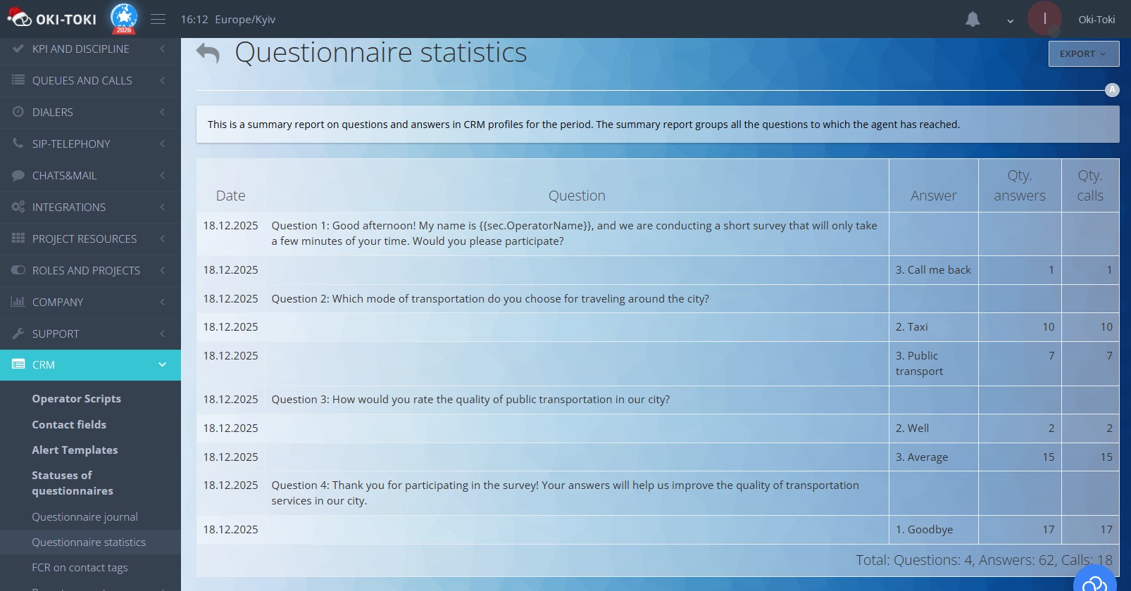 “Anket İstatistikleri” Raporu